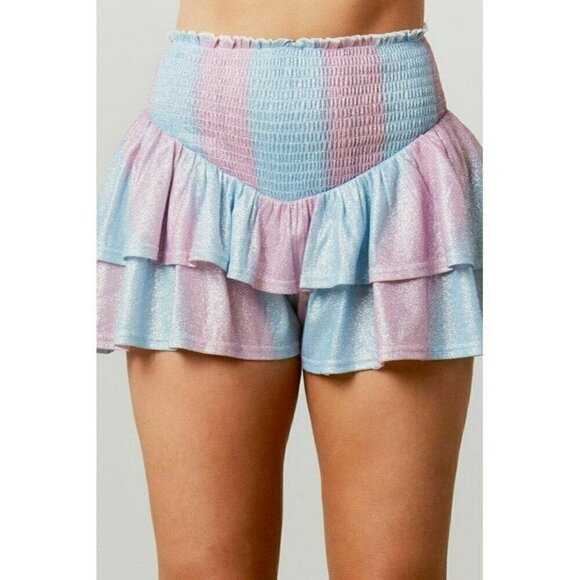 Making Magic Sparkle Tiered Shorts in Purple Blue - Picture 2 of 9